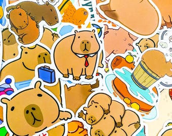 50 Random Cute Capybara Stickers, Animal Stickers Pack, Funny Waterproof Stickers, Laptop Stickers, Journal Stickers, Scrapbook Stickers