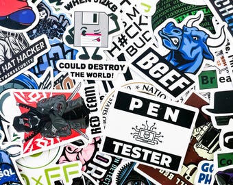 50 stickers pour pirates informatiques aléatoires, Stickers cybersécurité, Stickers imperméables, Stickers hacking éthique, Stickers tech, Stickers ordinateur portable programmeur
