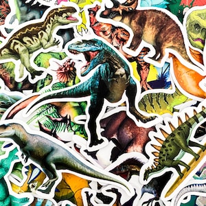 50 Random Jurassic Dinosaur Stickers, Waterproof Dinosaur Stickers, Fun Stickers for Boys, Cartoon Stickers, Educational Dinosaur Stickers