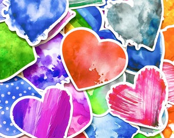 50 adesivi a forma di cuore con texture, adesivi d'amore acquerellati, adesivi estetici romantici, simpatici design vivaci per custodie per telefoni, album di ritagli