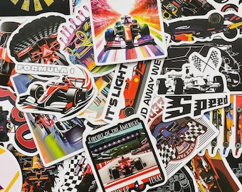 50 Random Formula 1 Stickers, Racing Stickers, Waterproof Formula 1 Stickers, Helmet Decals, Cool Sticker Pack for Laptop, Water Bottles