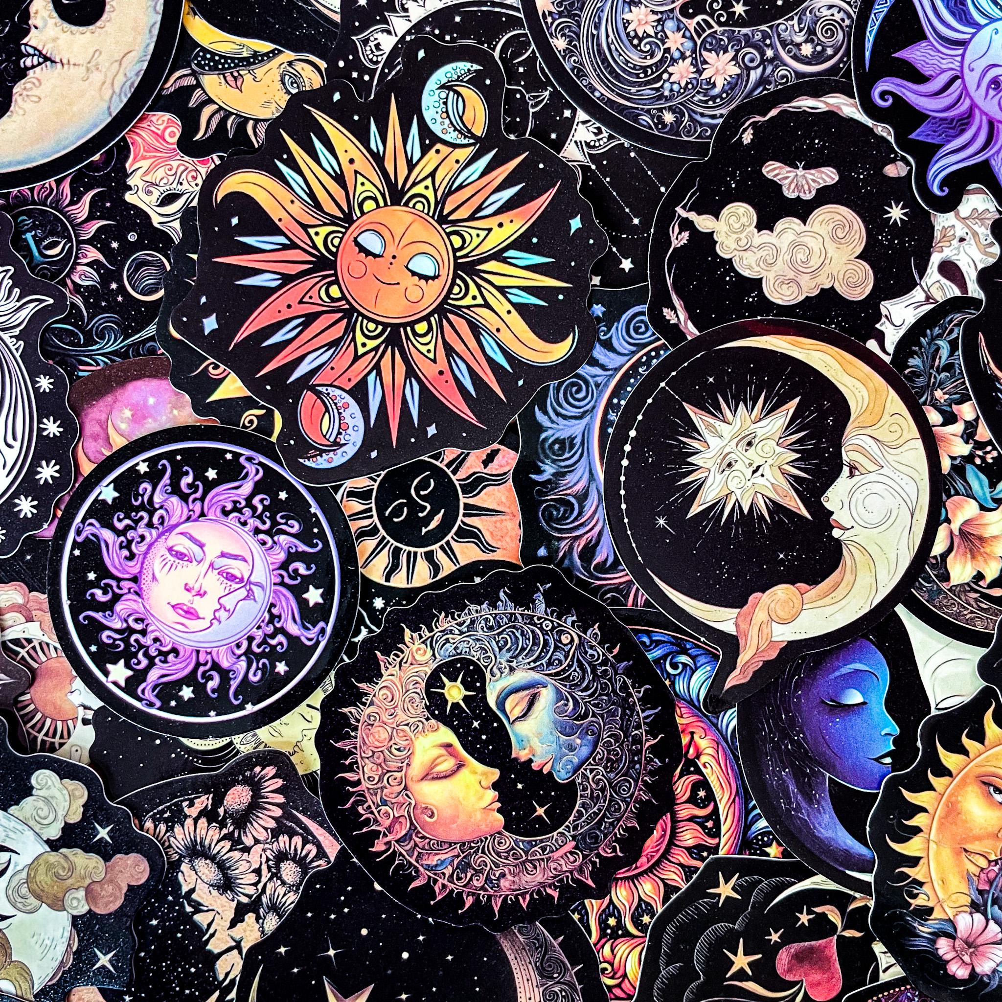 50 Random Celestial Stickers, Mystic Sun and Moon Stickers, Astrology ...