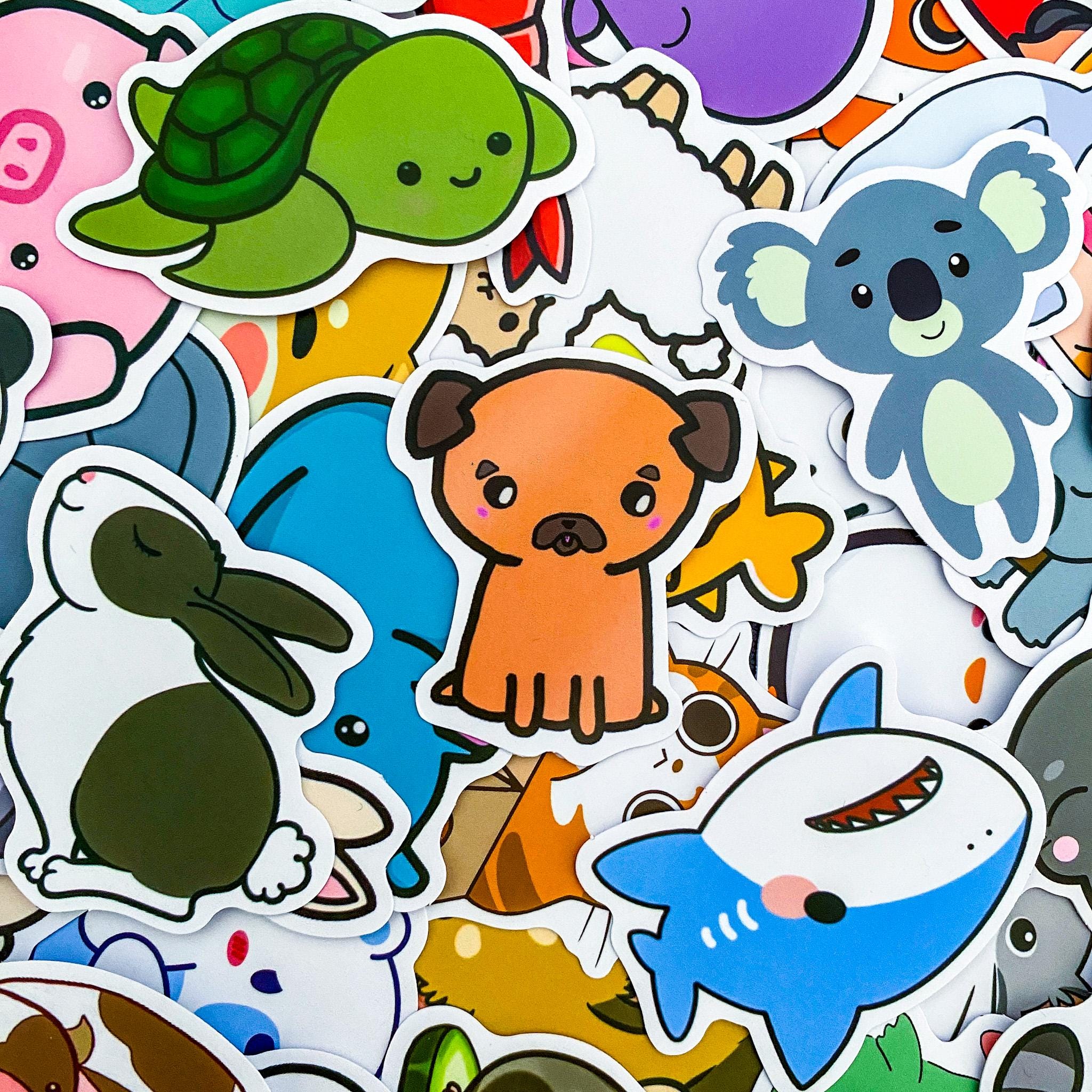 50 Random Kawaii Animal Stickers, Fun Stickers for Kids, Cute ...