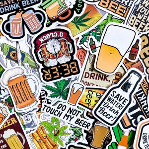 50 adesivi a tema birra, adesivi divertenti impermeabili per birra, adesivi per amanti della birra, adesivi meme, confezione di adesivi per birra per diario, laptop