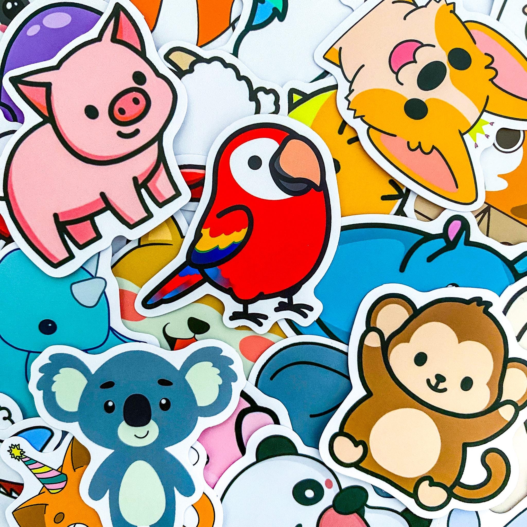 50 Random Kawaii Animal Stickers, Fun Stickers for Kids, Cute ...