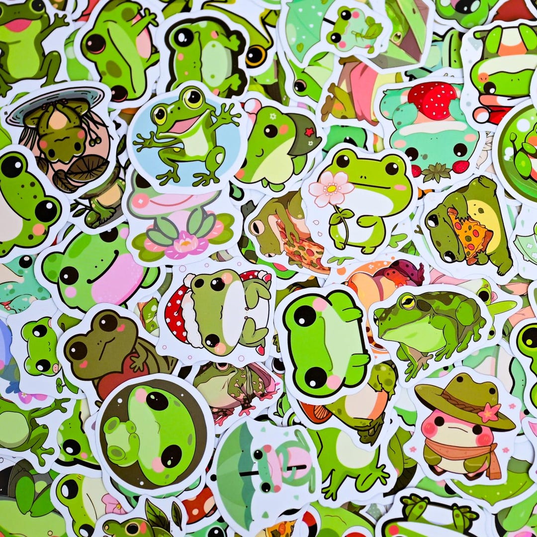 100 Random Cute Frog Stickers for Laptop, Planner, and Water Bottle ...