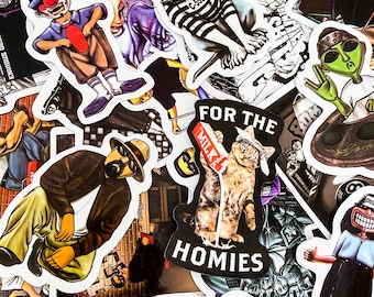 50 Random Urban Homie Stickers, Graffiti Art Stickers, Chicano-Themed Stickers, Waterproof Street Culture Stickers, Funny Stickers