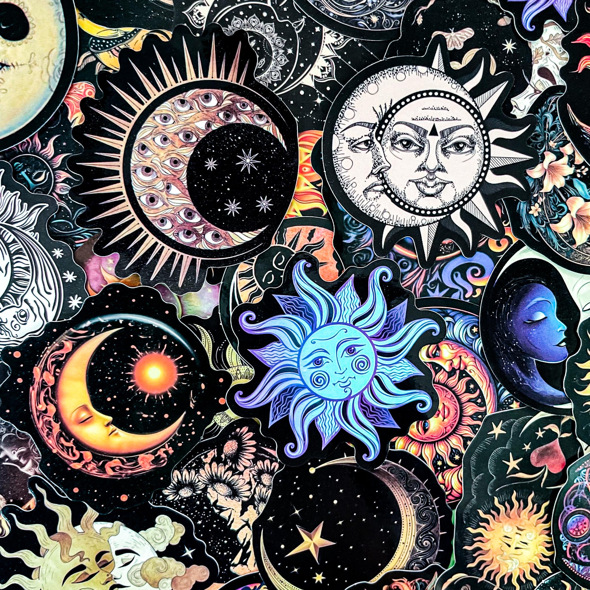 50 Random Celestial Stickers, Mystic Sun and Moon Stickers, Astrology ...