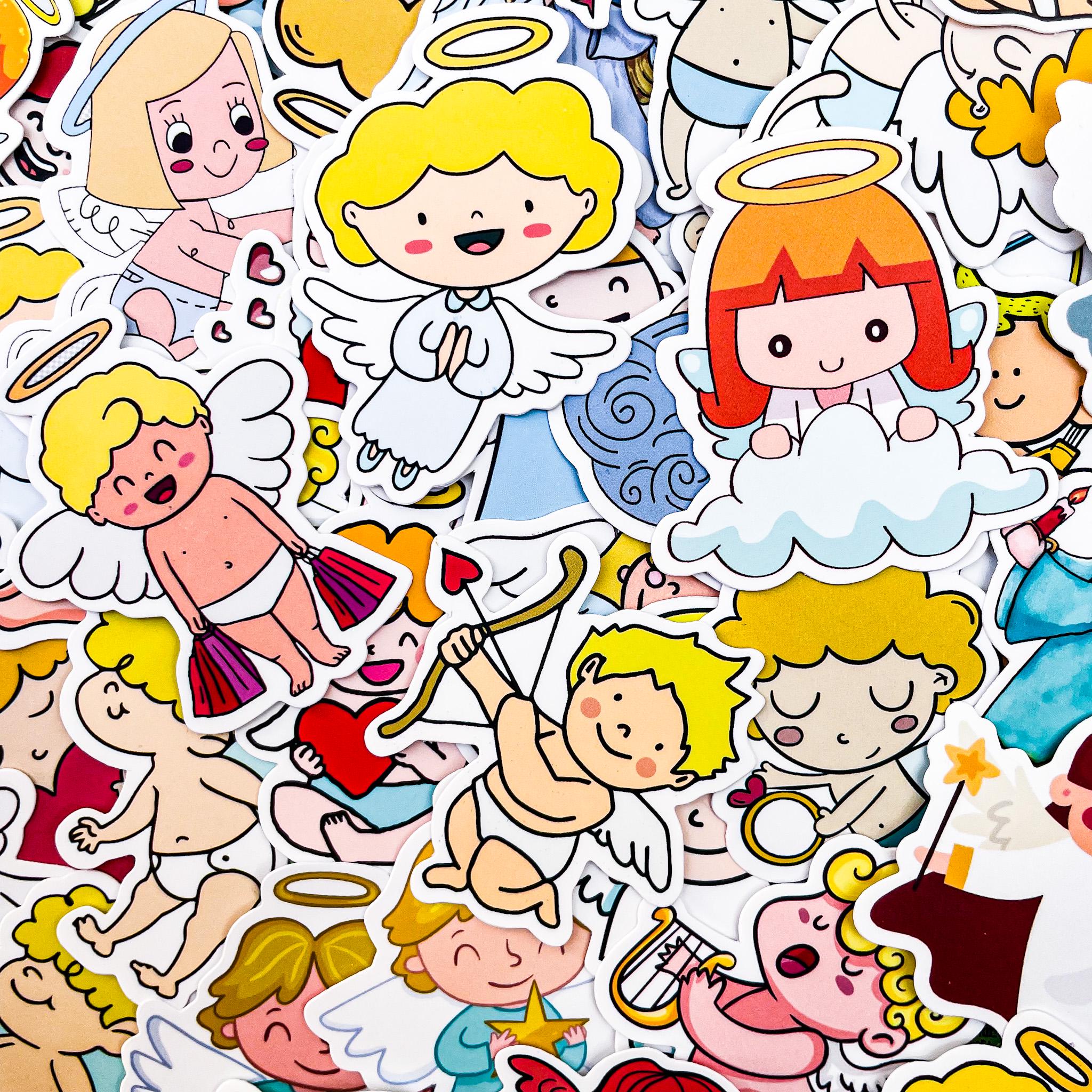 Random Angel Things 50 Random Angelic Stickers, Heavenly Cartoon Stickers, Waterproof Angel ...