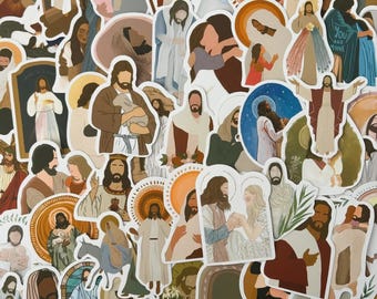 50 pegatinas aleatorias de estética cristiana con versículos bíblicos, pegatinas retro de Jesús, pegatinas inspiradoras y de fe para botellas de agua.