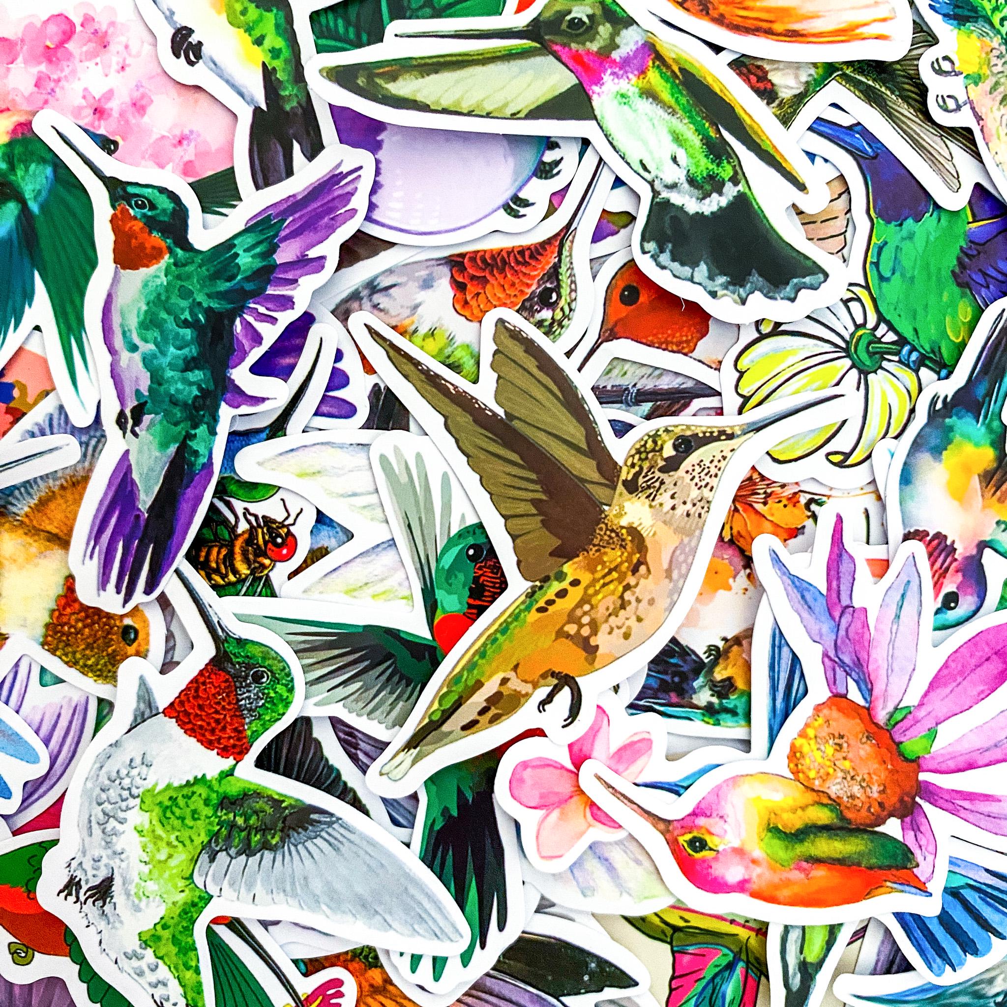 50 Random Colorful Hummingbird Stickers, Nature-inspired Stickers ...
