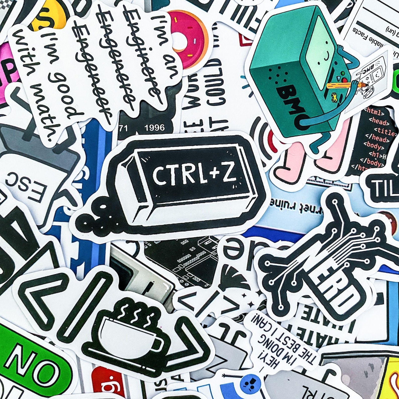 50 Random Tech Stickers for Programmers, Funny Vinyl Coding Stickers ...
