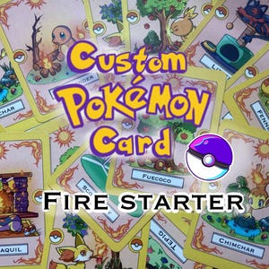 Carte Pokemon starter  , illustrazione pokemon,pokemon custom card,starter fuoco,fire starter,pokemon card