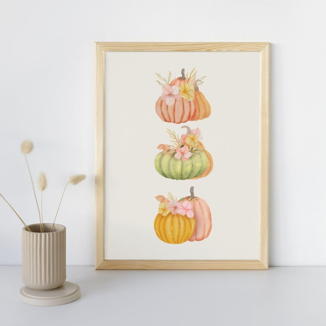 Pumpkins Digital Wall Art Printable Happy Halloween Home Decor Autumn ...