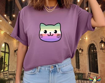 Genderfluid Cat Shirt, Genderfae Pride Tee, Nonbinary Cat Shirt, Queer Cat Shirt, Kawaii Shirt