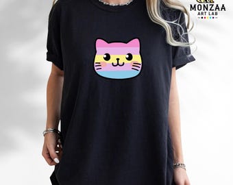 Queer Cat Shirt, Aporagender Pride Tee, Nonbinary Gift, Cute Kawaii Shirt