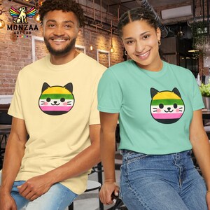 Ceterosexual Pride Cat Shirt, Kawaii LGBTQ+ Flag Tee, Ally Shirt Gift, Queer Watercolor Cat Face, Gender Diversity Comfort Colors