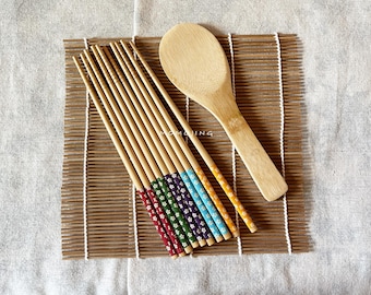 Japanisches Essstäbchen-Set, Kirschblüten-Bambus, Sushi-Geschenkset