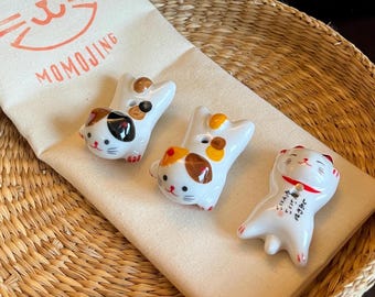 Japanese Ceramic Cat Incense Holder, Zakka Style Home Decor Ornament