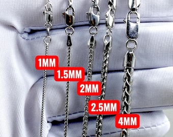 14K White Gold SOLID Round Franco Chain Necklace Bracelet Real Gold Diamond Cut Round Box Necklace 1MM-5MM 7"-30" Yellow Gold Men Women