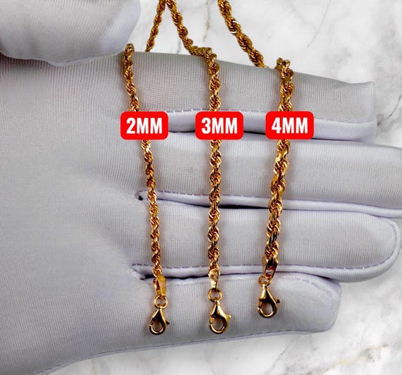 10K Rose Gold Rope Chain Necklace Bracelet Real Gold Diamond Cut Necklace 2MM-6MM 7"-30" Rose Gold Men Women Twist