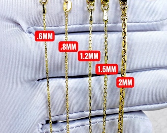 14K Gold SOLID Cable Rolo Chain Necklace Bracelet Real Gold Round Link 0.5MM-2.0MM 16"-30" Yellow Gold Men Women