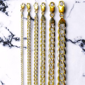 Catena Cubana Nuragold Italian Bracciale In Oro Giallo 14k Pavé - Catena Cubana Con Taglio Diamante, Lunghezze 7-9 Pollici Catena Cubana Pavé Oro - Foto 2