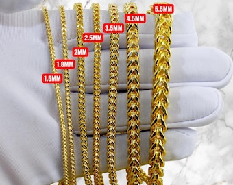 Collar y pulsera de cadena Franco de oro de 10 quilates con corte de diamante en oro auténtico, de 2 a 6 mm, de 7 a 30 pulgadas, para hombre y mujer.