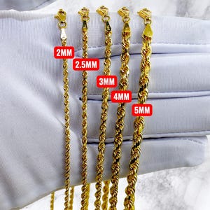 18K Gold SOLID Seil Kette Halskette Armband Echtgold Diamantschliff Link-Halskette 2 MM-5 MM 7 &quot;-30&quot; Gelbgold Männer Frauen Twist