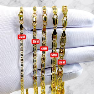 14K Tri Color Gold SOLID Valentino Mariner Anker Kette Halskette Armband Echte Diamantschliff Halskette 1,5 MM-5 MM 7 "-30" Gelb Weiß Rose Gold Bild 1