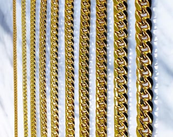 10k Gold Miami Cuban Chain Necklace Bracelet Real Gold Round Link Necklace 2MM-11.5MM 7&quot;-30&quot; Yellow Gold Men Women