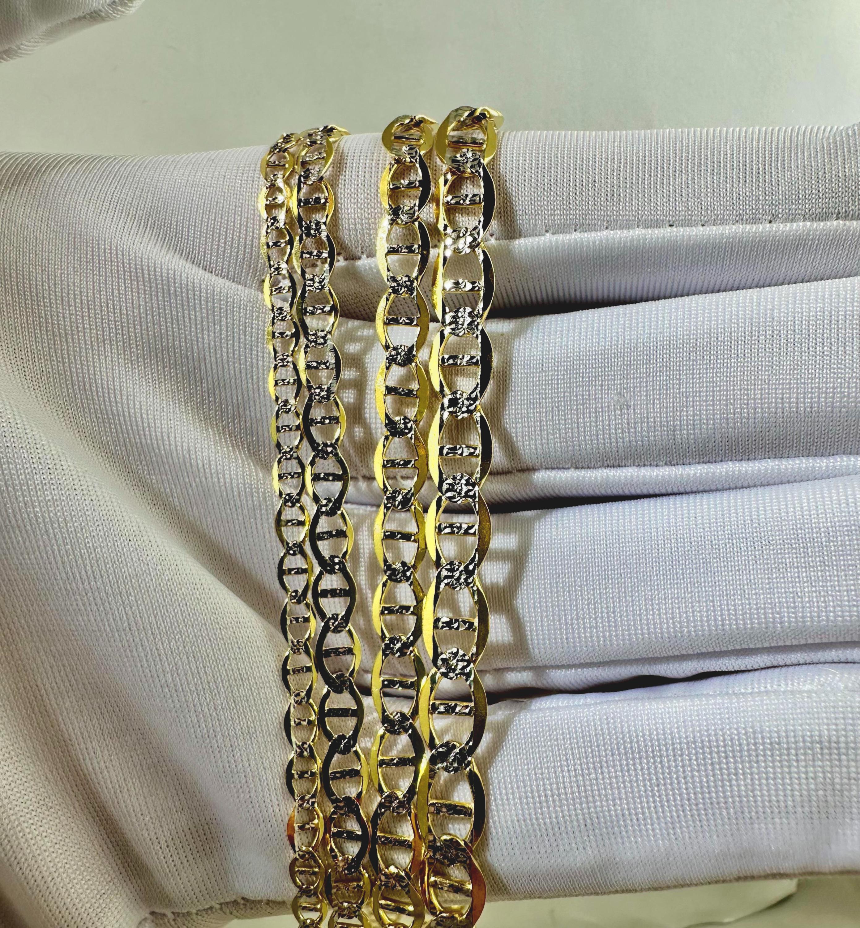 Gold Armband 7 Mm Puffed Mariner Anker Armband & Fußkette In