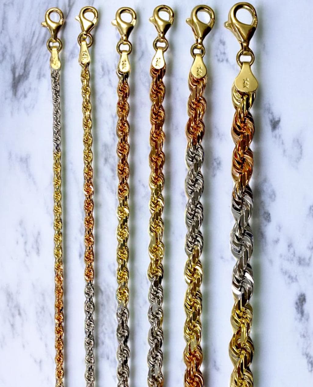 Silver Rope Tri Color Rope Necklace Tri Color Twisted Gold Rope