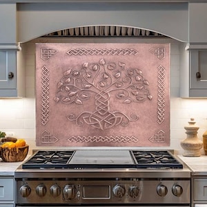 Handmade Copper Kitchen Backsplash Tile ,Framed Copper Tree of Life,Indoor & Outdoor Wall Decor, ,Copperartwork,Personalized Copper Wall Art