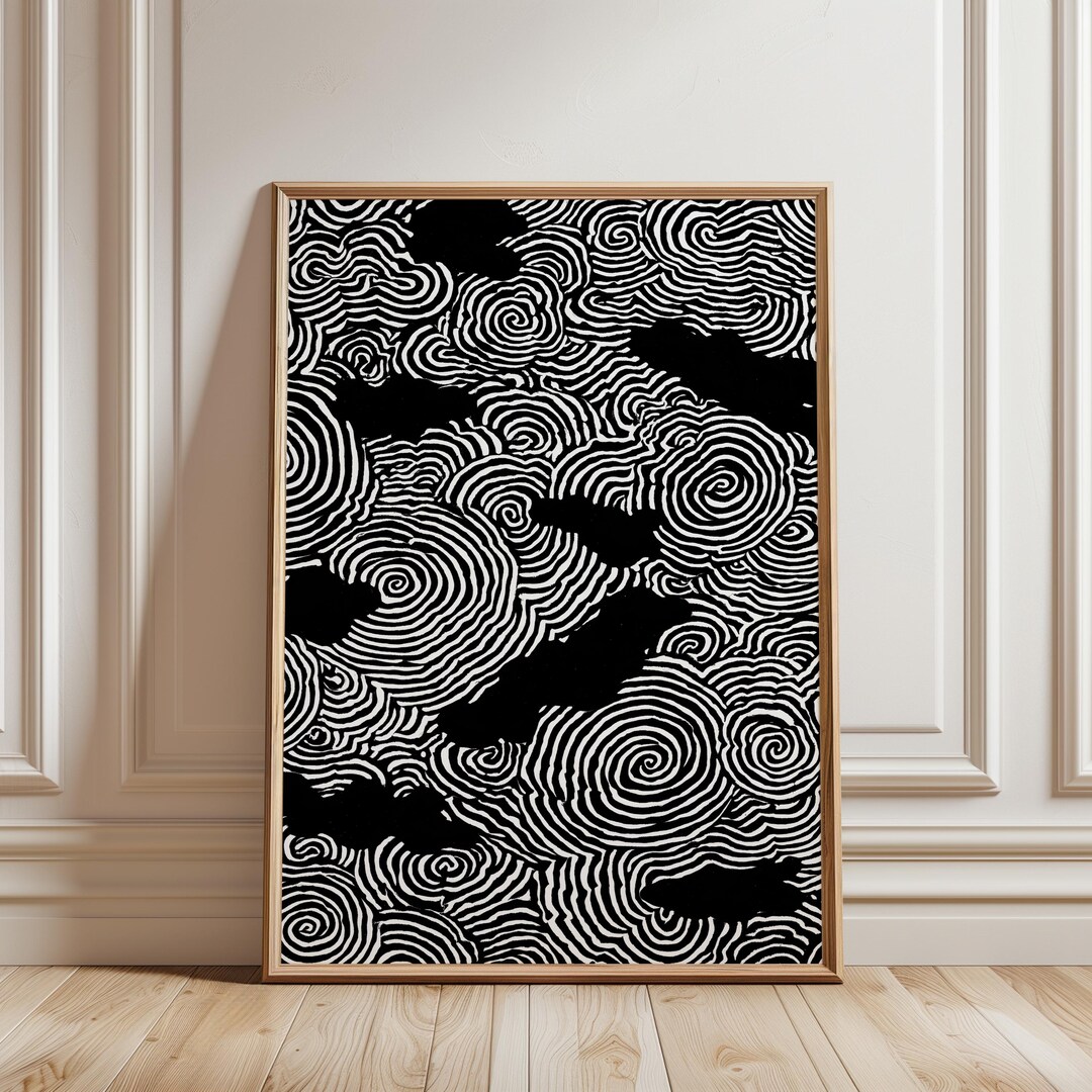 Printable Abstract Cloud Pattern Art - Modern Monochrome Minimalist ...