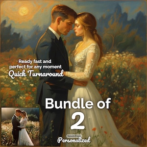 Personalized Digital Portrait from Photo Custom Bundle of 2 Oil Painting Style Turn Your Memories Into Art Unique Anniversary or Wedding