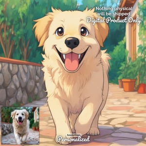 Personalized Custom Pet Portrait Digital Portrait from Photo Anime Style Gift for Pet Lover Custom Dog Portrait Anime Dog Drawing From Photo