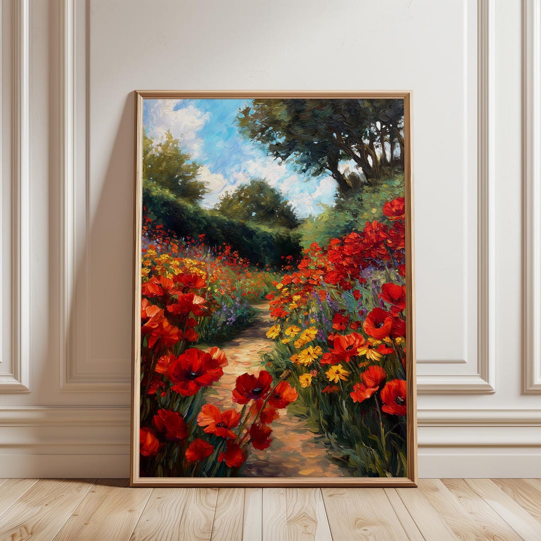 Printable Cottagecore Garden Path Art - Impressionist Landscape With ...