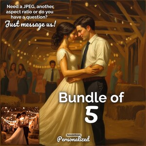 Personalized Portrait from Photo Bundle of 5 Oil Painting Style Personalized Couple Artwork Wedding Anniversary Gift Custom Romantic Art