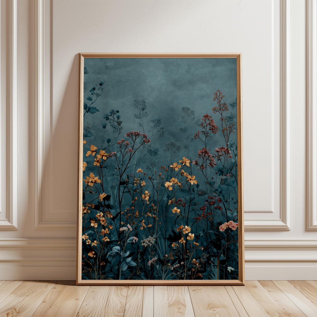 Moody Wildflower Field Printable - Dark Floral Cottagecore Wall Art ...