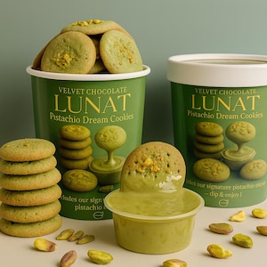 Lunat Cookies – Nut-Shaped Filled Cookies + Pistachio Cream Jar | Velvet Chocolate Gift Box