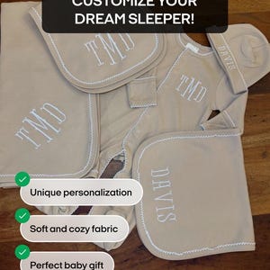 Personalized Monogrammed Baby sleeper and hat