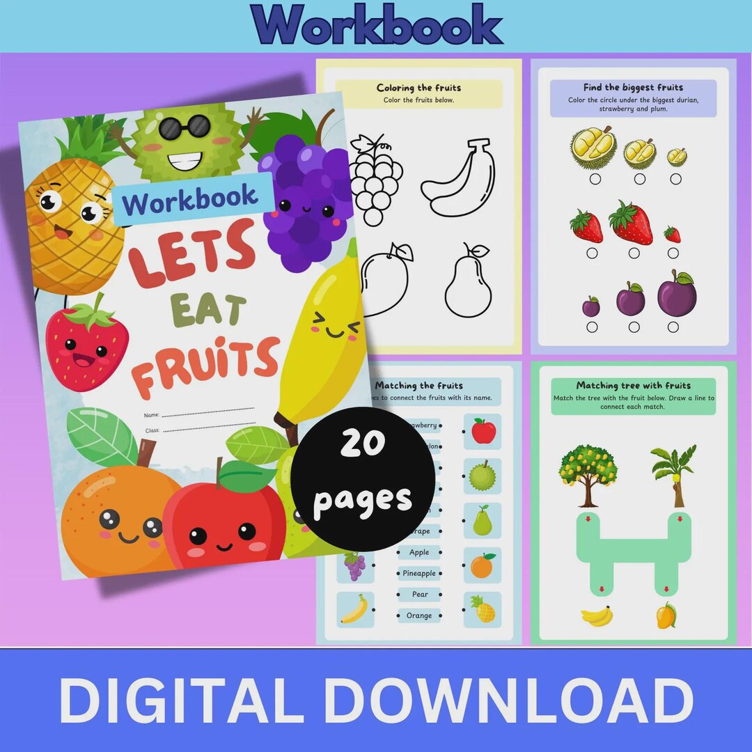 Fruits Worksheets for Kids: 20-page Printable Learning Activities (PDF ...