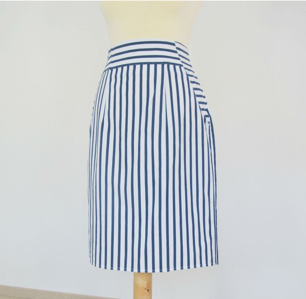 Reconstructed SKIRT From a Menshirt Blue Stripe Size 36 - Etsy