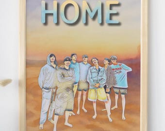 BTS HOME Wand Kunst Druck, Kpop Digitaler Download, ARMEE Geschenk, Bangtan inspirierte Kunst, gemütliches ästhetisches Poster, minimalistisches Kpop Dekor