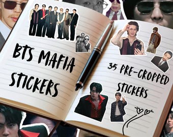 BTS Mafia-klistermärkespaket | 35 2.0 MV roliga meme-klistermärken | Cricut-klippfiler | Bangtan ARMY digitalt nedladdningsset