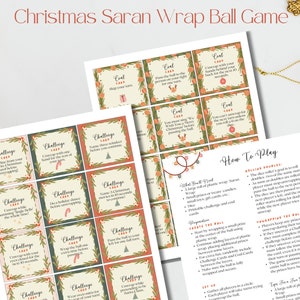 Weihnachtssaranballspiel, Saran Wrap Challenge Cards, lustige Weihnachtsfeier Plastikverpackungsspiel, Weihnachtssaranverpackungsspiel, lustiges Gruppenspiel
