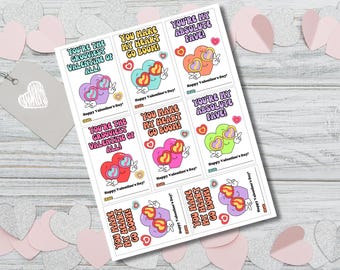 Retro Hearts Valentine Card Printable - Kids Printable Valentine Card - Cute Retro Hearts Valentine - Valentine Printable, Valentines Day
