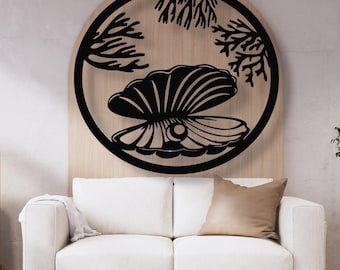 Coastal Seashell wall decor, DXF, EPS, Png, Ai SVG Files, Leather Engraving, Etching Vector file, Cnc cut