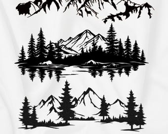 10 Mountain Design, Mountain Laser Cut Svg, Dxf, Eps, Ai, Png, metal cut, wood cut, Engraving Design, Laser Huge Bundle
